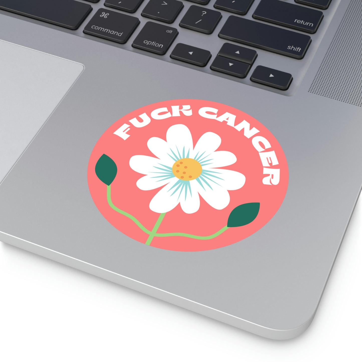 F*ck Cancer Flower Pink Round Vinyl Stickers