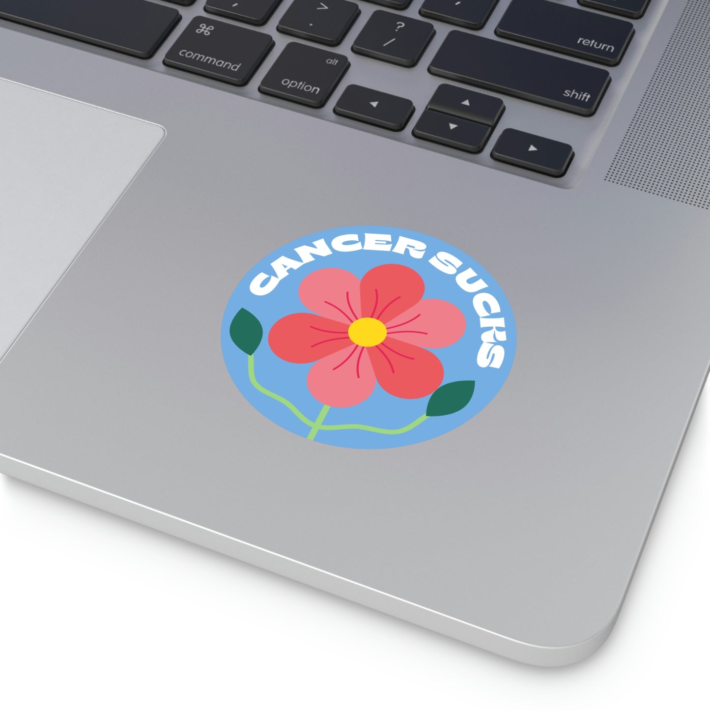 Cancer Sucks Flower Blue Round Vinyl Stickers