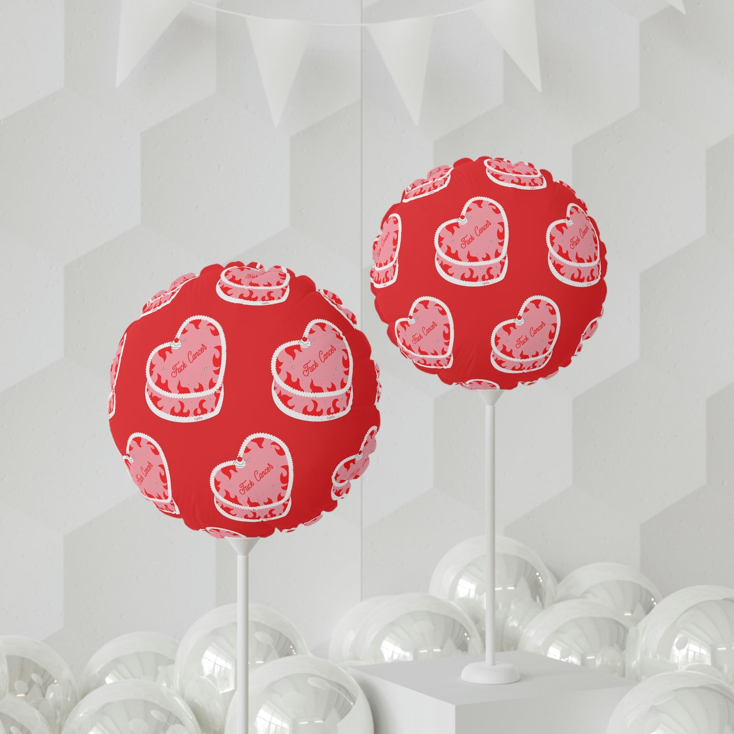 F*ck Cancer Flame Cake Balloon (Round and Heart-shaped), 11"