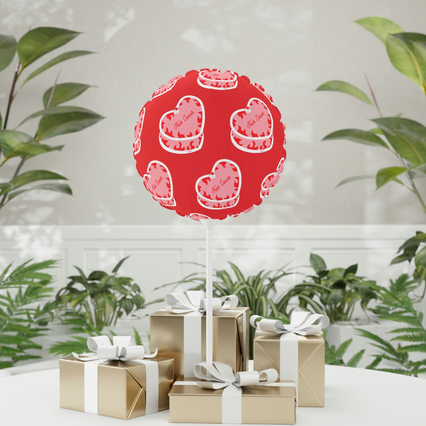 F*ck Cancer Flame Cake Balloon (Round and Heart-shaped), 11"
