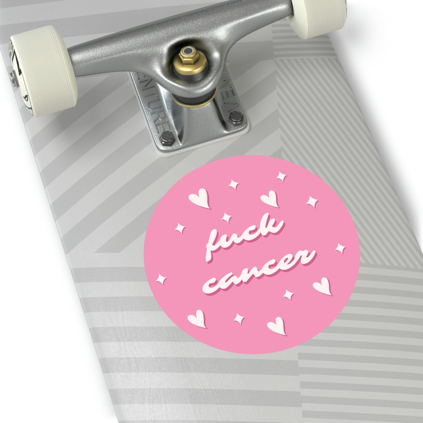 F*ck Cancer <3 Pink Round Vinyl Stickers