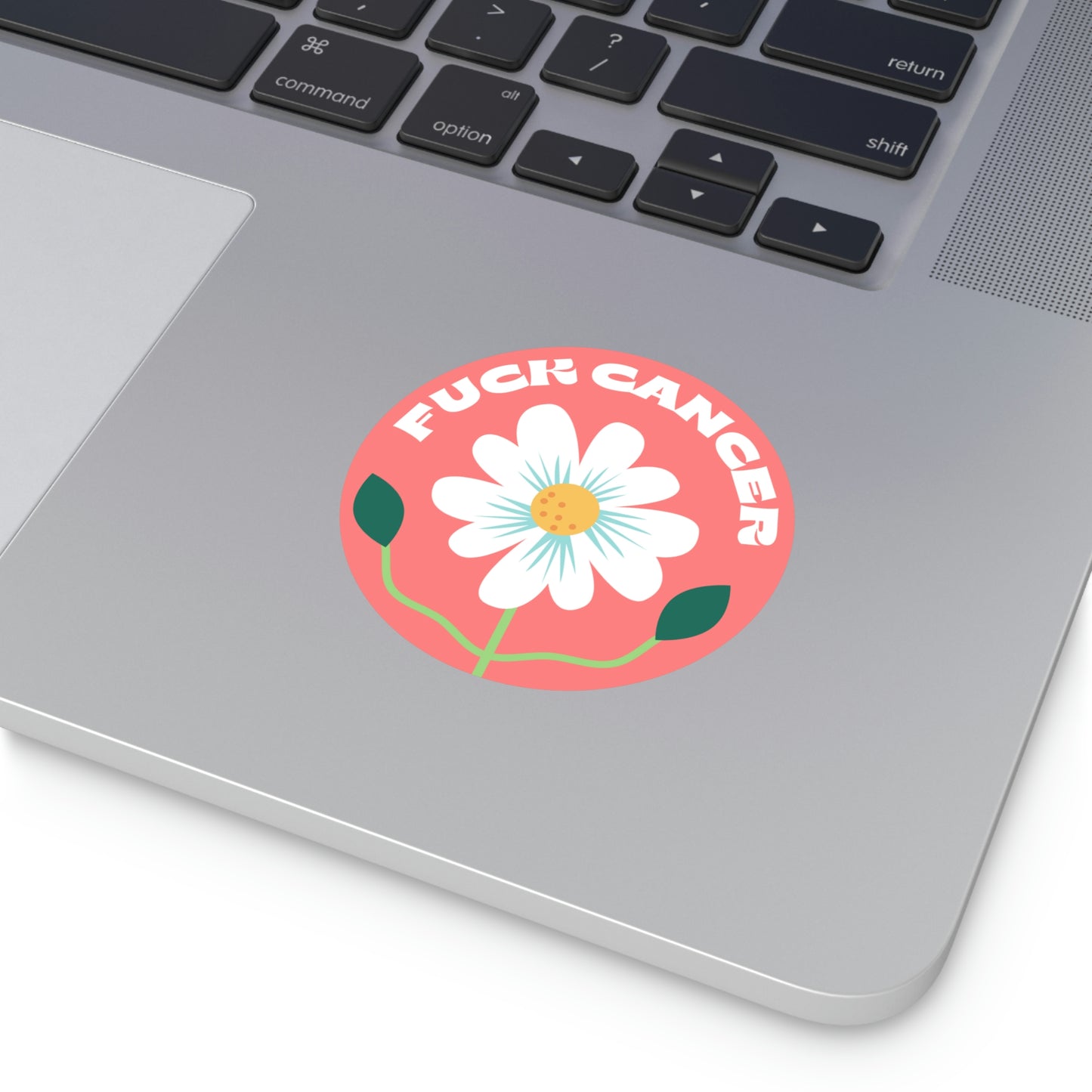 F*ck Cancer Flower Pink Round Vinyl Stickers
