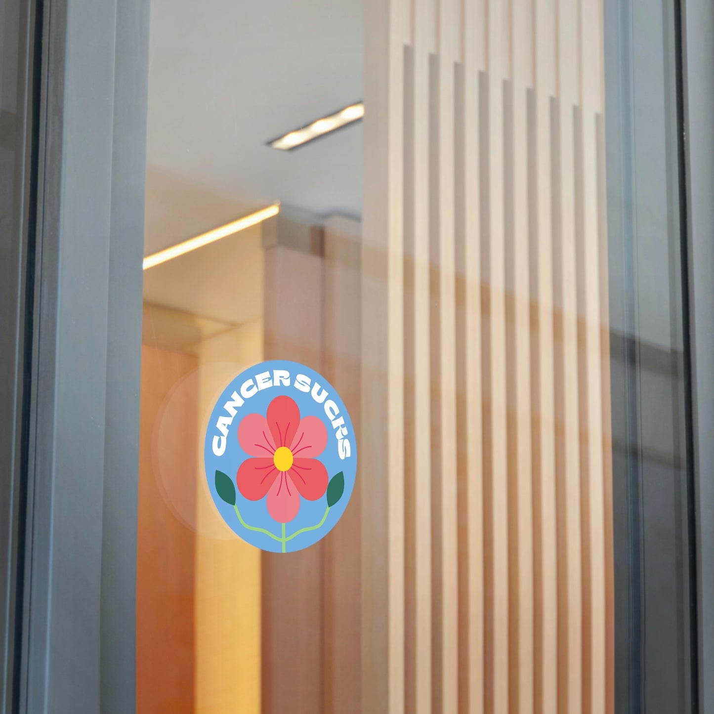 Cancer Sucks Flower Blue Round Vinyl Stickers