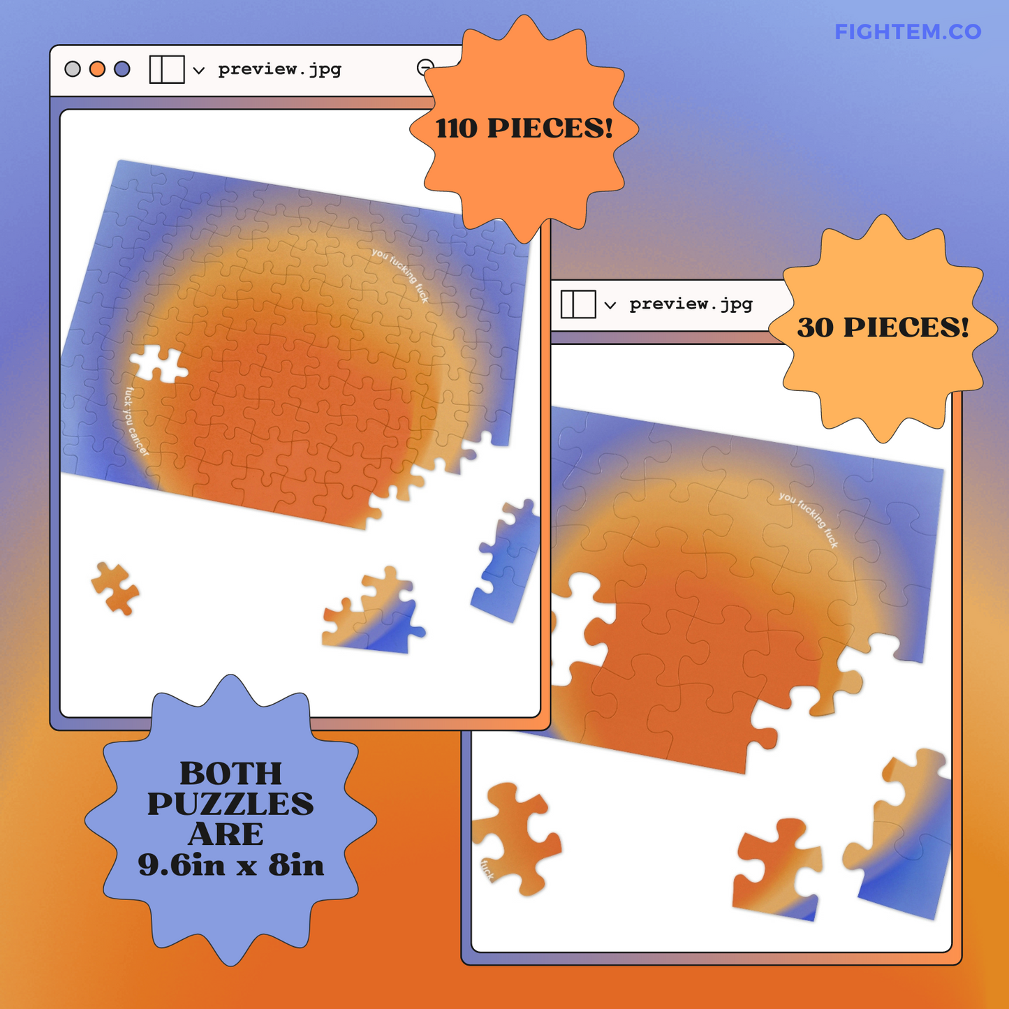F You Cancer Gradient 1 Jigsaw Puzzle 3 (30, 110-Piece)