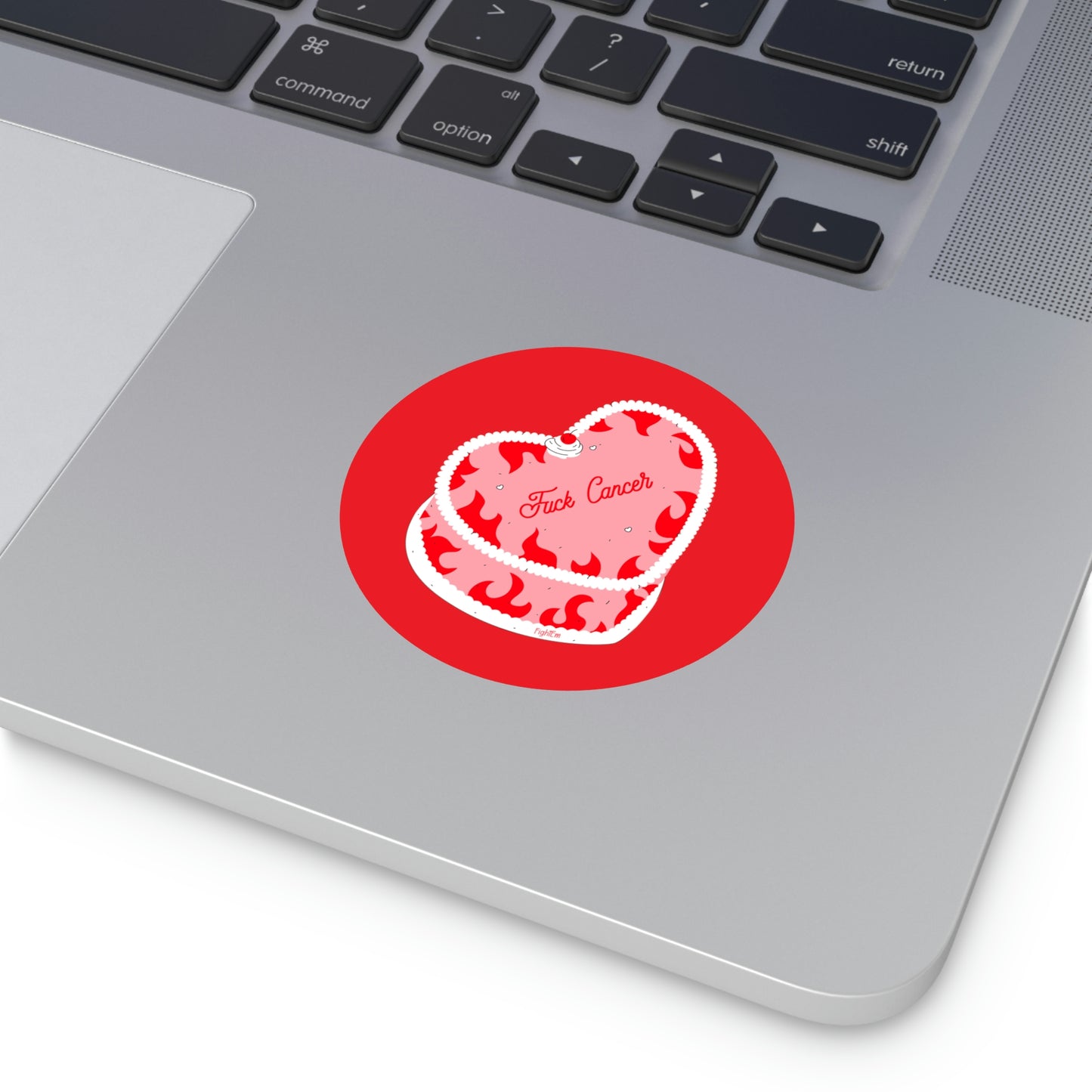 F*ck Cancer Flame Cake Round Vinyl Sticker