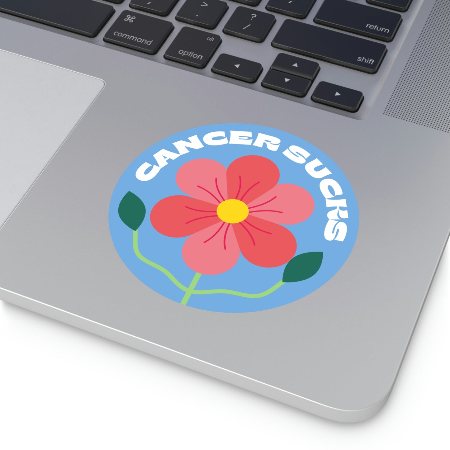 Cancer Sucks Flower Blue Round Vinyl Stickers
