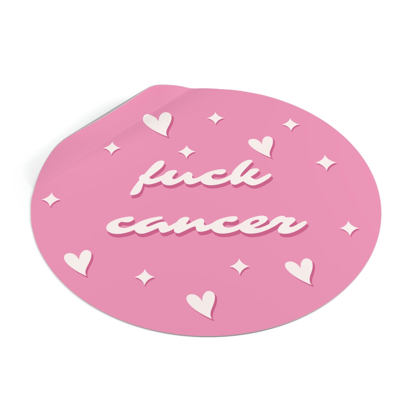 F*ck Cancer <3 Pink Round Vinyl Stickers