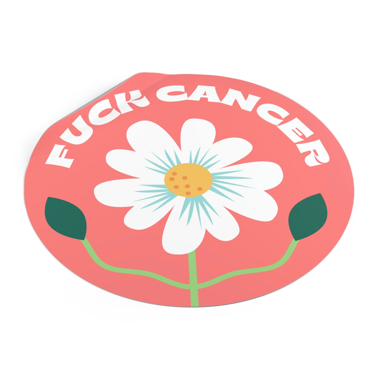 F*ck Cancer Flower Pink Round Vinyl Stickers