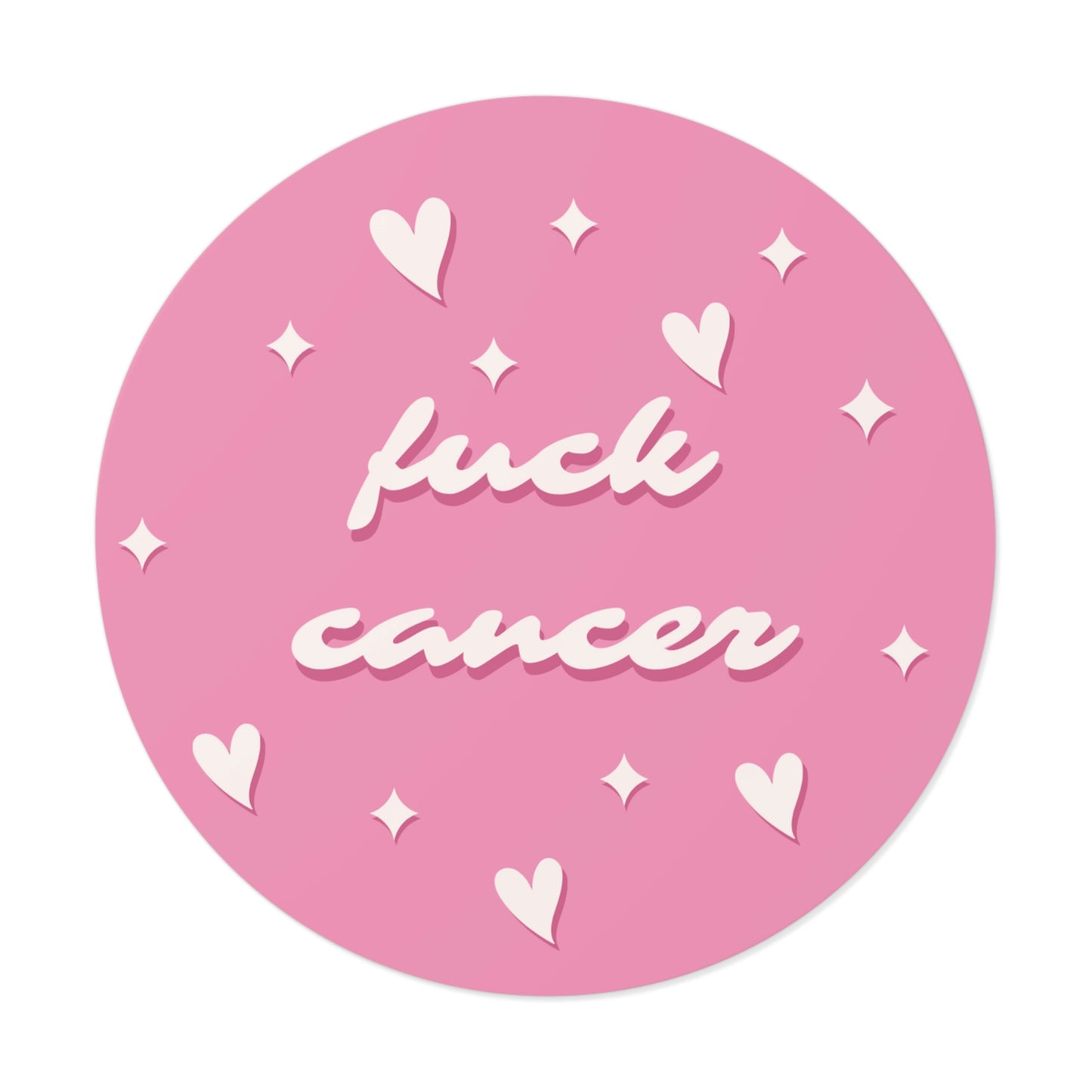F*ck Cancer <3 Pink Round Vinyl Stickers