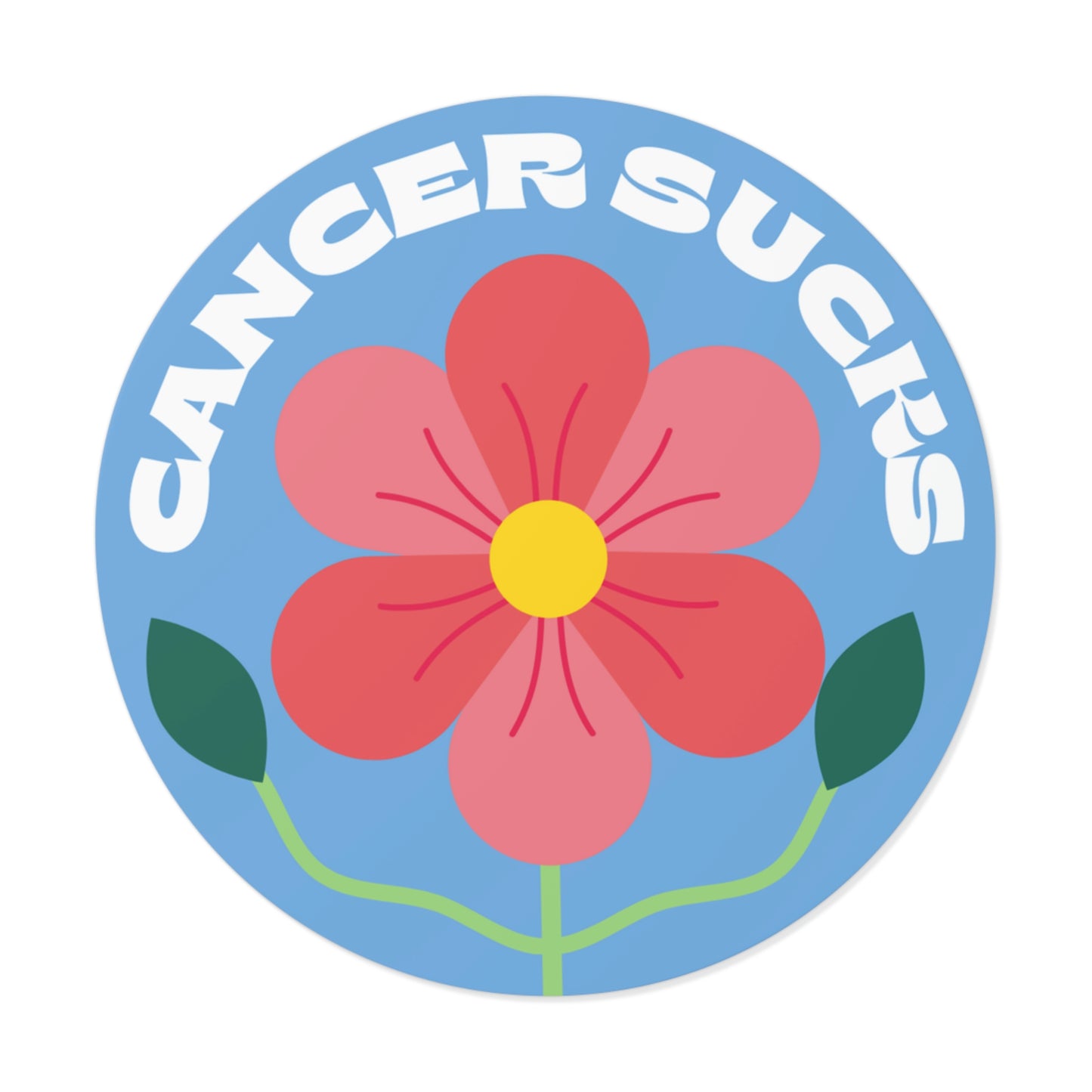 Cancer Sucks Flower Blue Round Vinyl Stickers