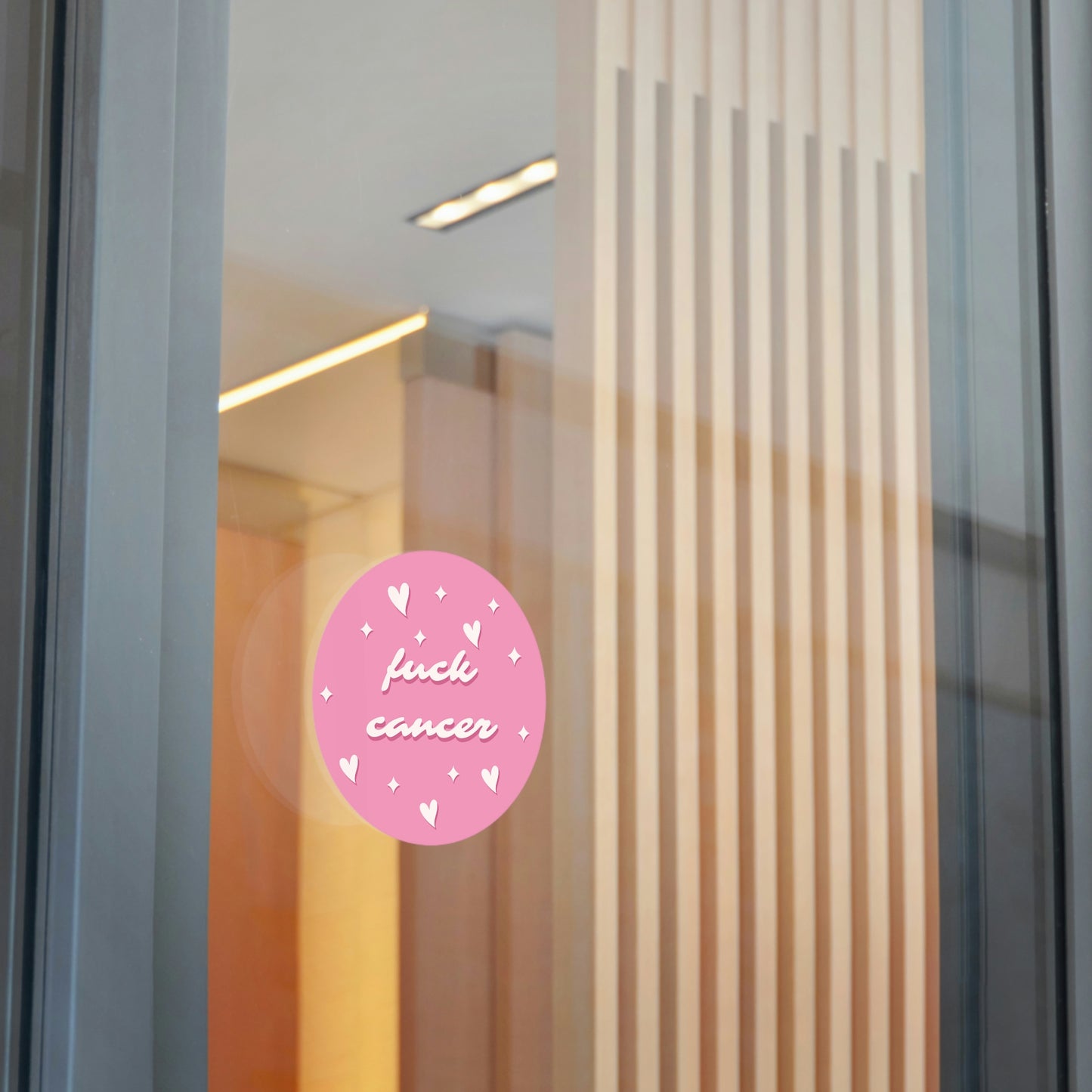 F*ck Cancer <3 Pink Round Vinyl Stickers