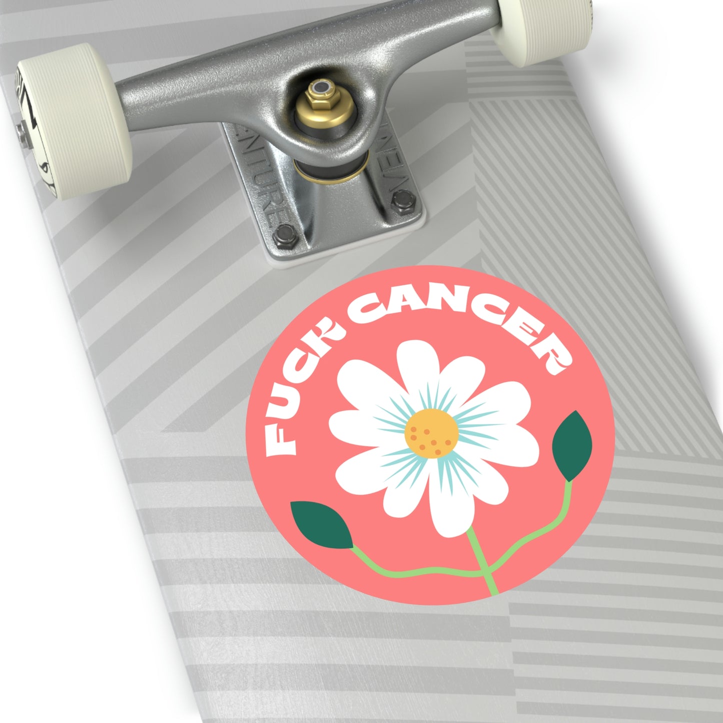 F*ck Cancer Flower Pink Round Vinyl Stickers