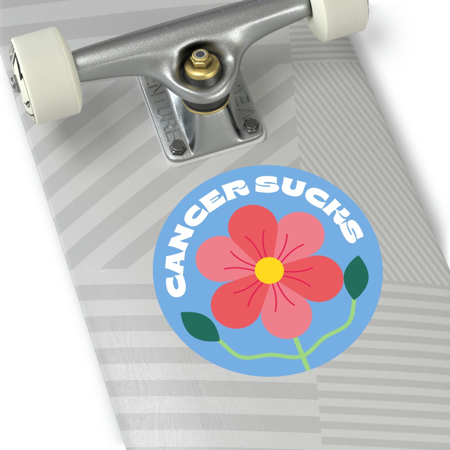 Cancer Sucks Flower Blue Round Vinyl Stickers