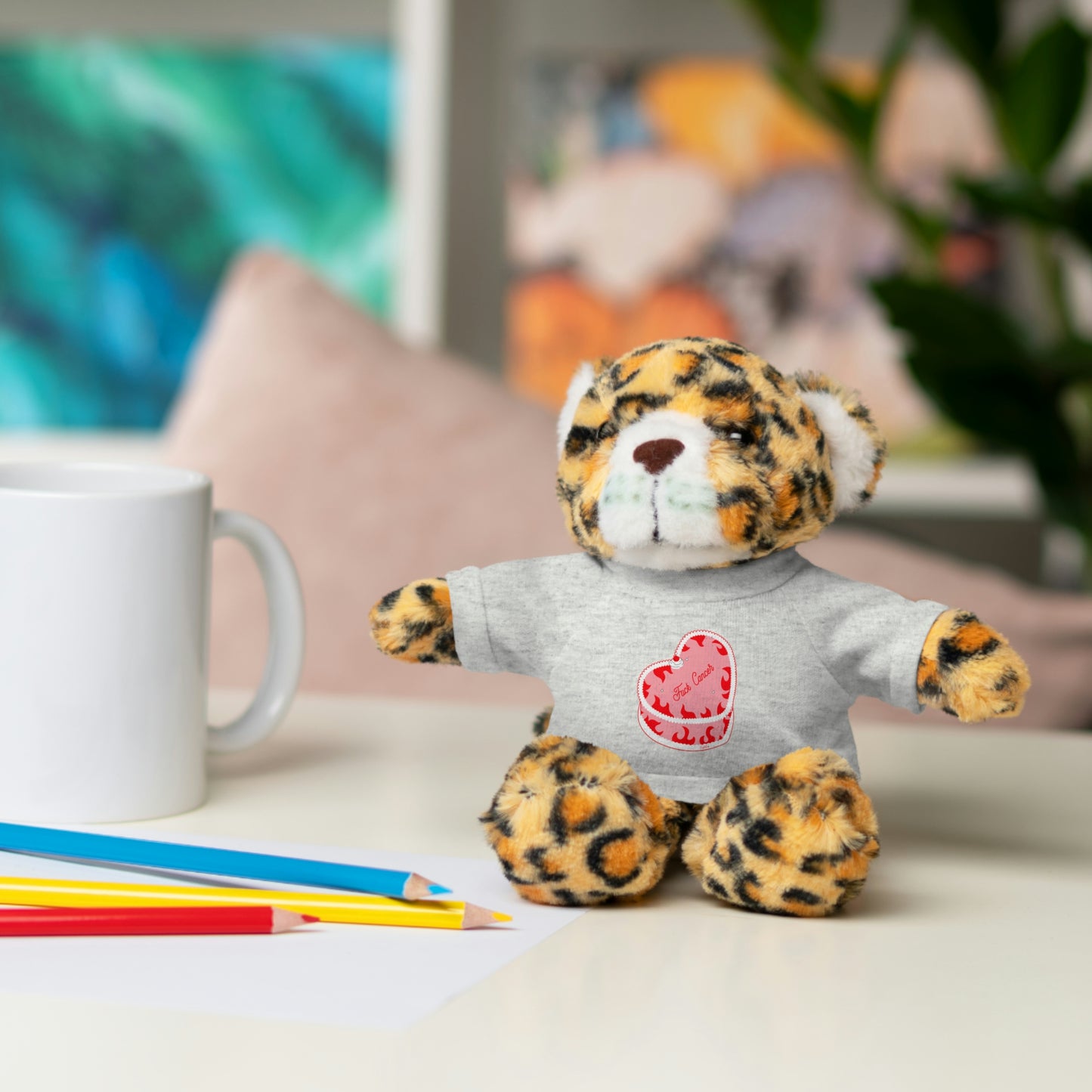 F*ck Cancer Flame Cake Stuffed Animal with Tee