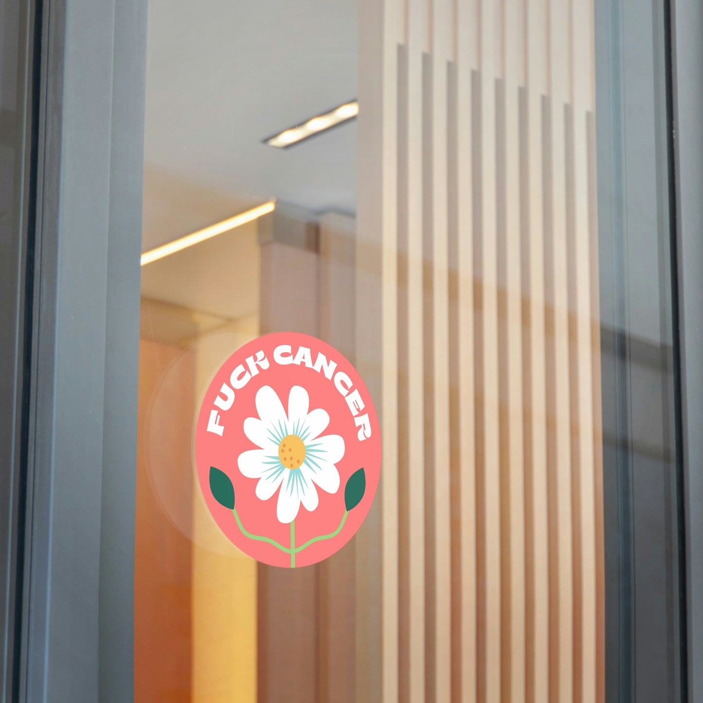 F*ck Cancer Flower Pink Round Vinyl Stickers