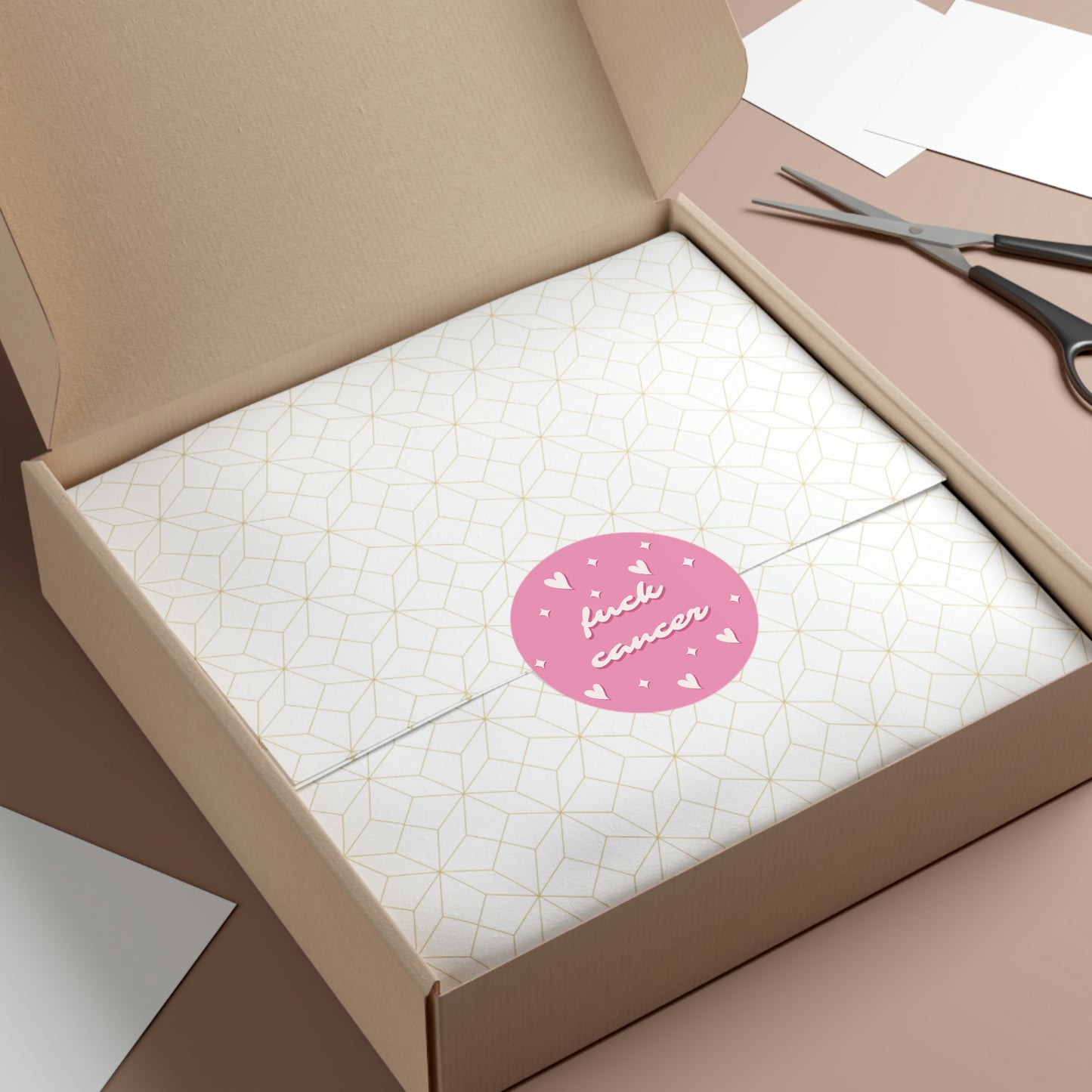 F*ck Cancer <3 Pink Round Vinyl Stickers