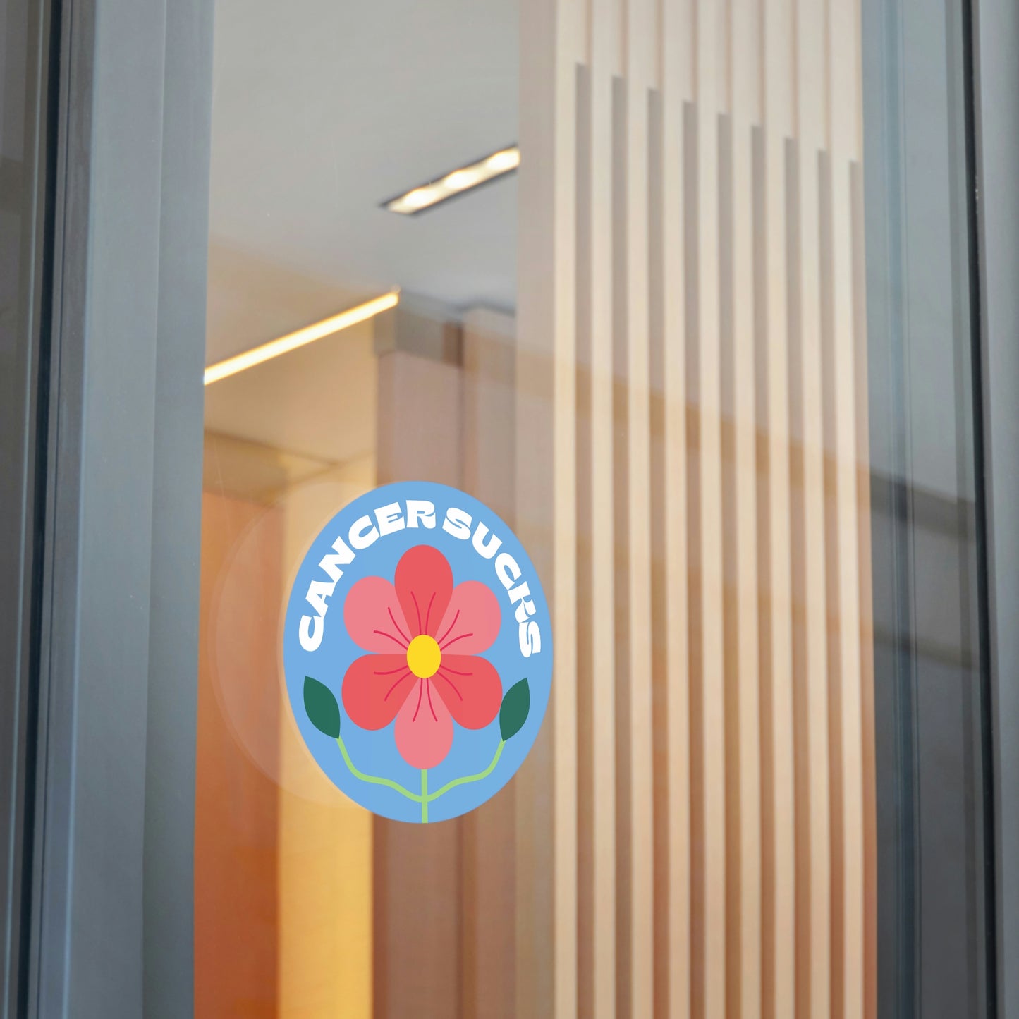 Cancer Sucks Flower Blue Round Vinyl Stickers