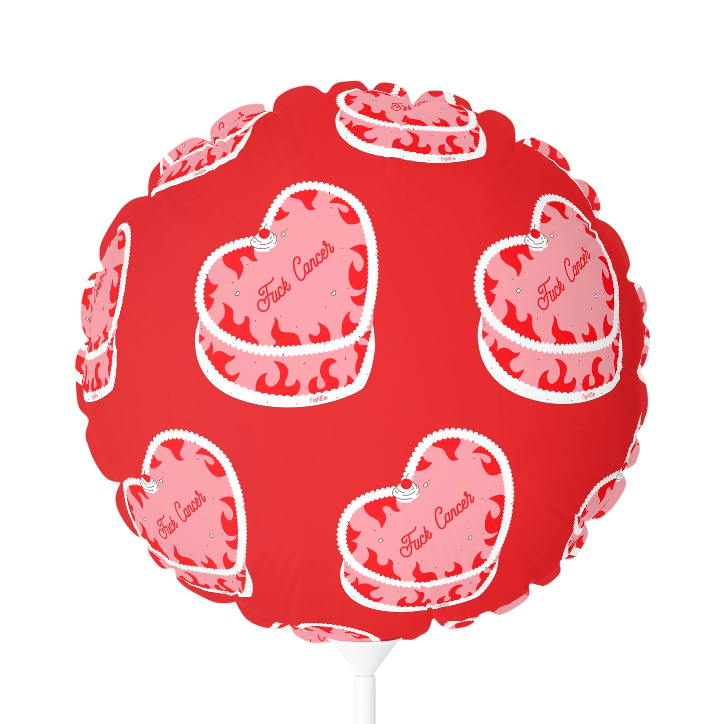 F*ck Cancer Flame Cake Balloon (Round and Heart-shaped), 11"