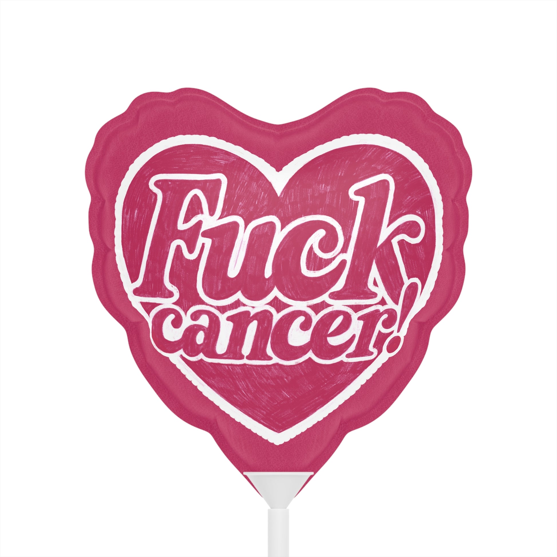6" Heart Balloon — "F*ck Cancer" Dark Pink Awareness Balloon
