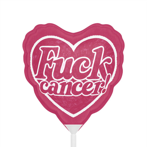 6" Heart Balloon — "F*ck Cancer" Dark Pink Awareness Balloon