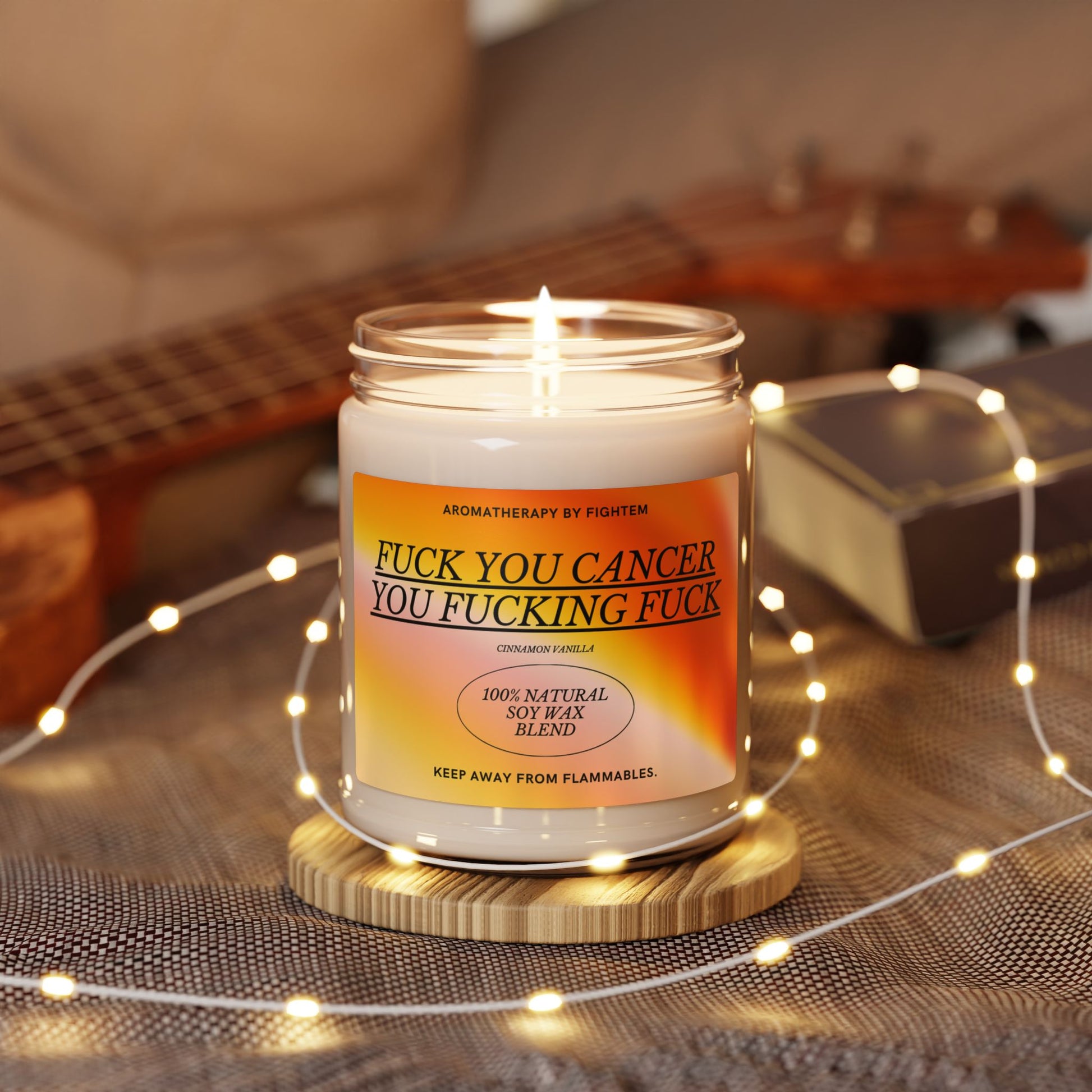 F*ck You Cancer Bold Gradient Scented Soy Candle 9oz 100% Natural Soy Wax Blend
