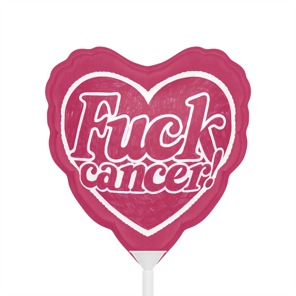 6" Heart Balloon — "F*ck Cancer" Dark Pink Awareness Balloon