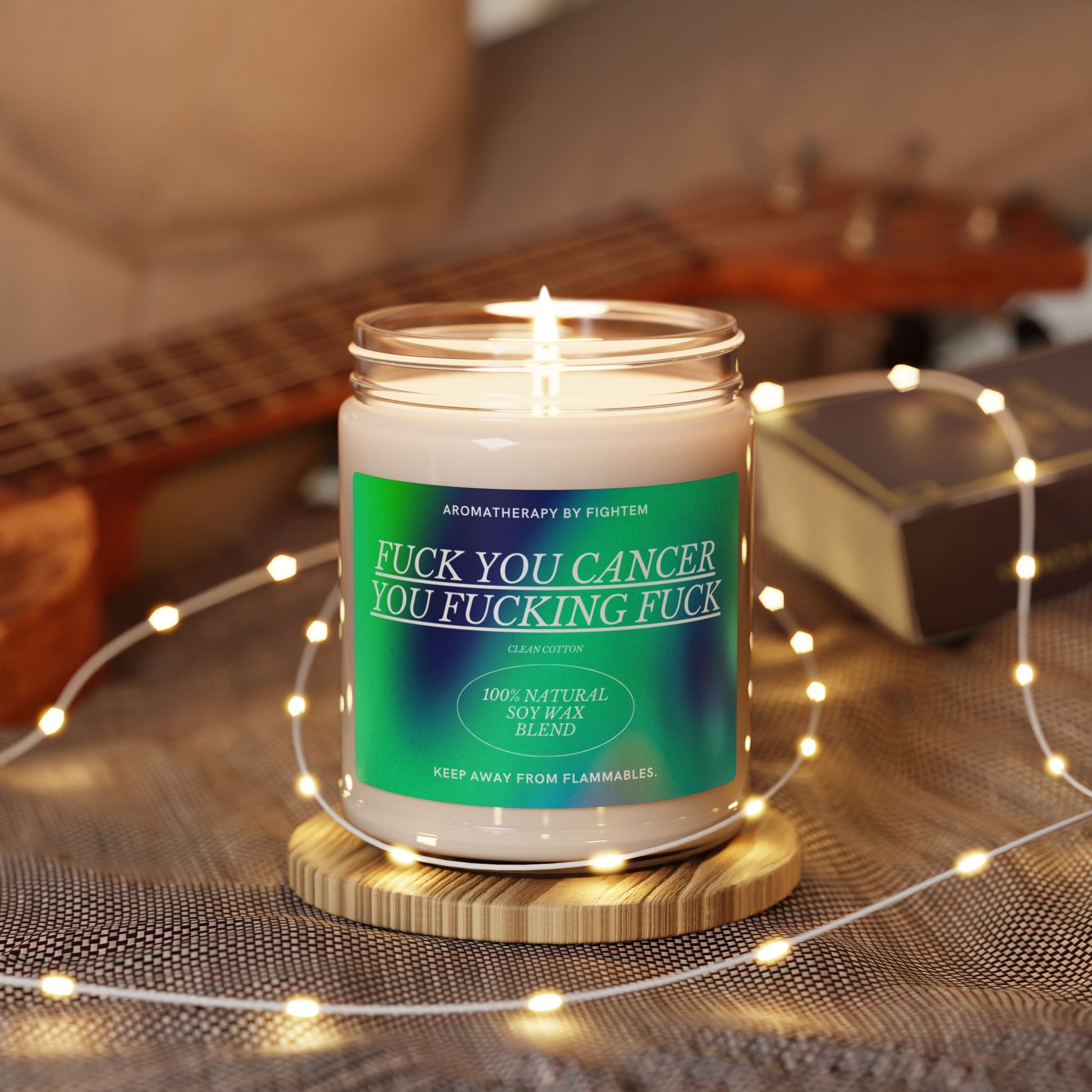 F*ck You Cancer Bold Gradient Scented Soy Candle 9oz 100% Natural Soy Wax Blend