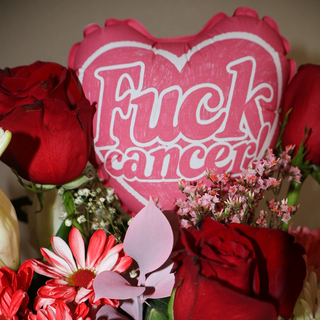 6" Heart Balloon — "F*ck Cancer" Dark Pink Awareness Balloon