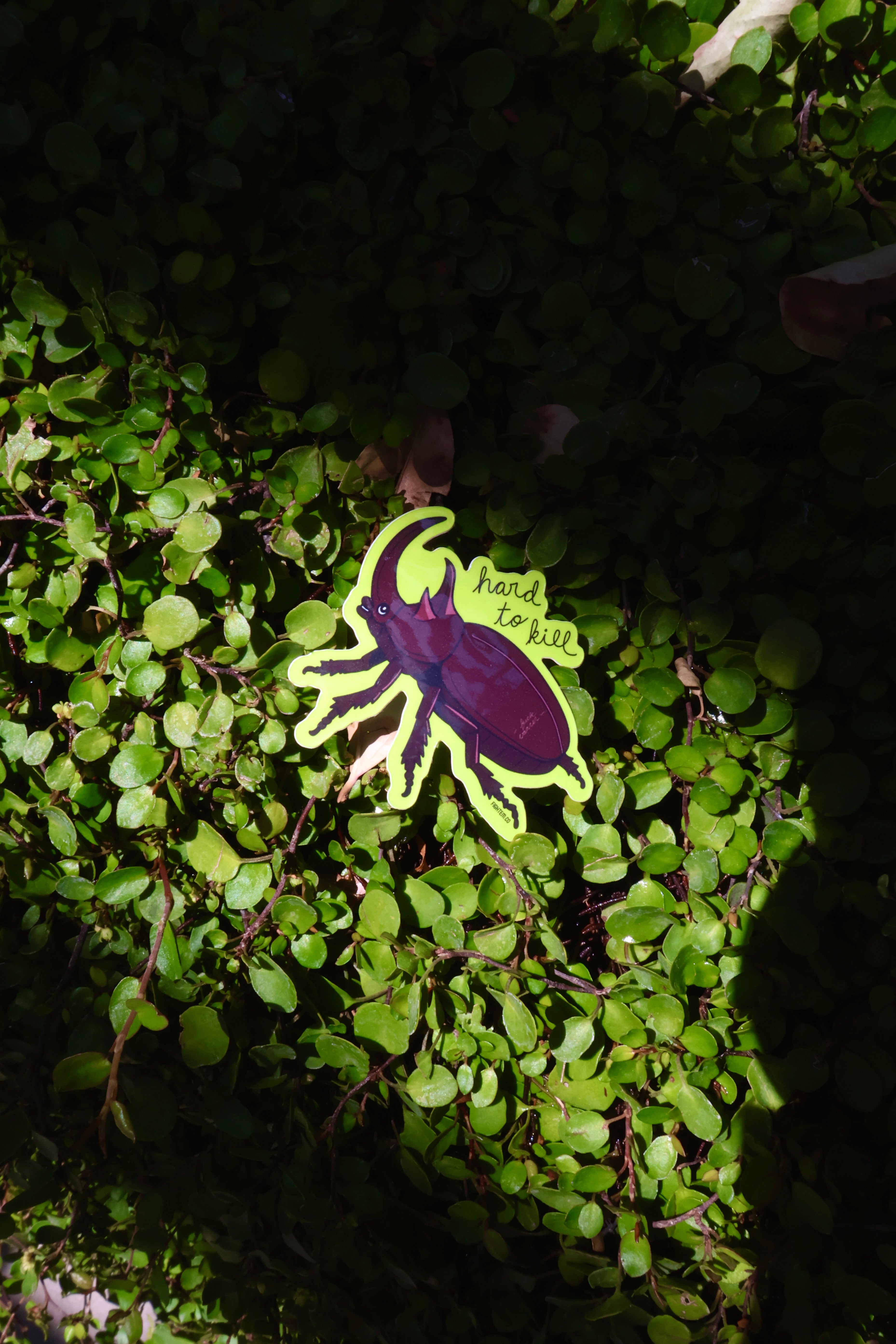 Hard to Kill Rhino Beetle Sticker