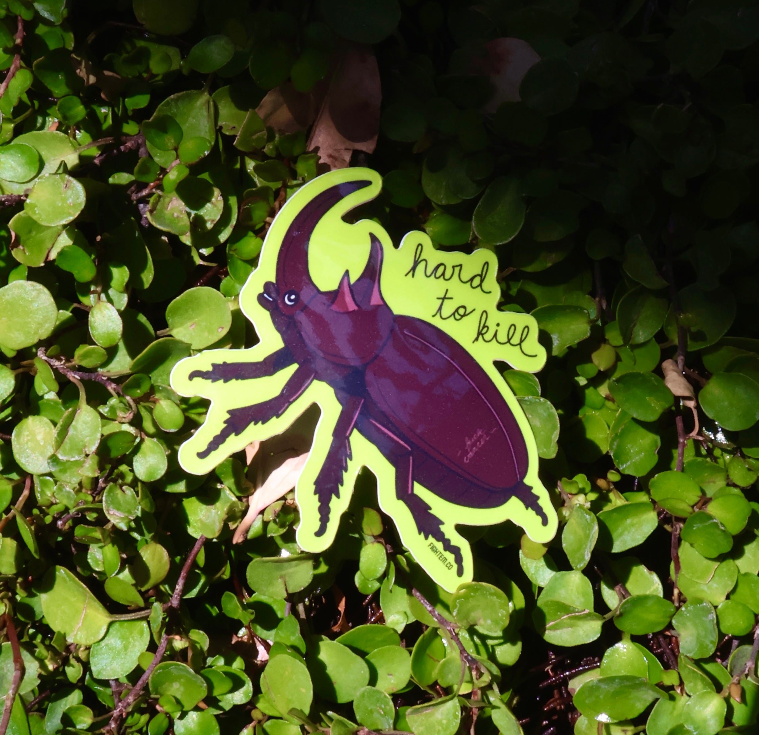 Hard to Kill Rhino Beetle Sticker