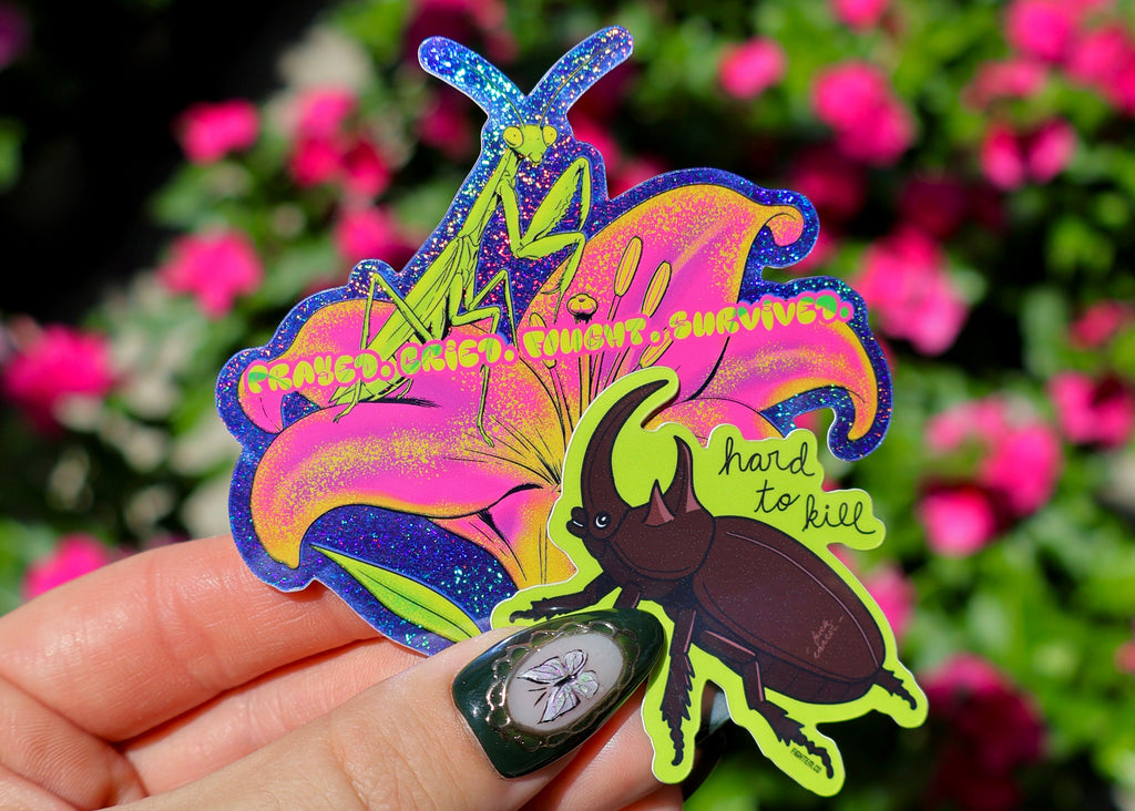 Hard to Kill Rhino Beetle Sticker