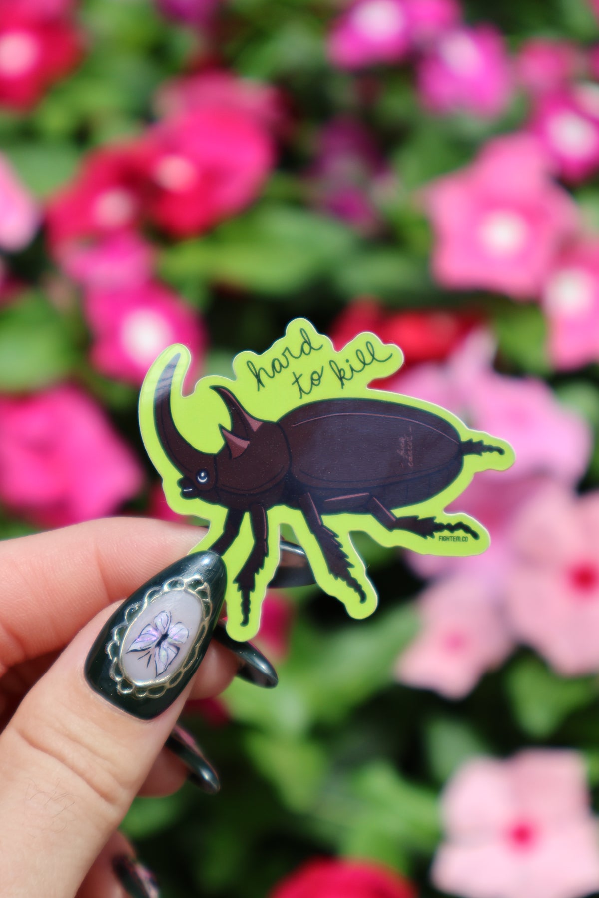 Hard to Kill Rhino Beetle Sticker