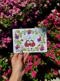 Ladybug Sending Hugs Postcard (7 x 5 in)