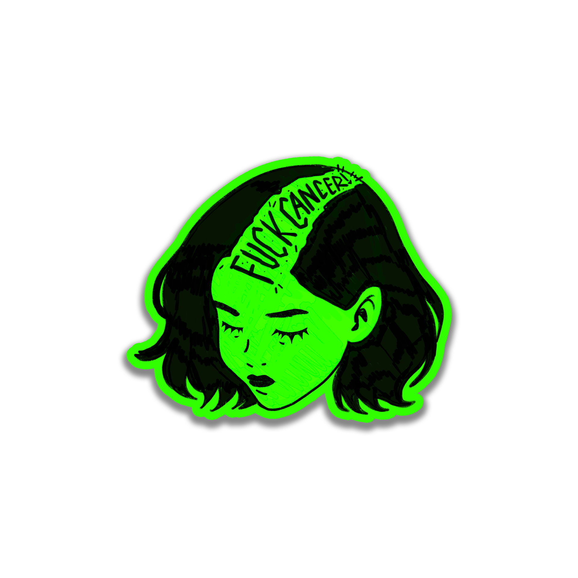 Shaved Babe Green Sticker