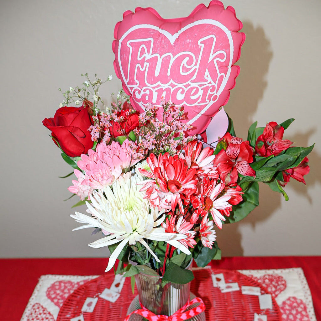 6" Heart Balloon — "F*ck Cancer" Dark Pink Awareness Balloon