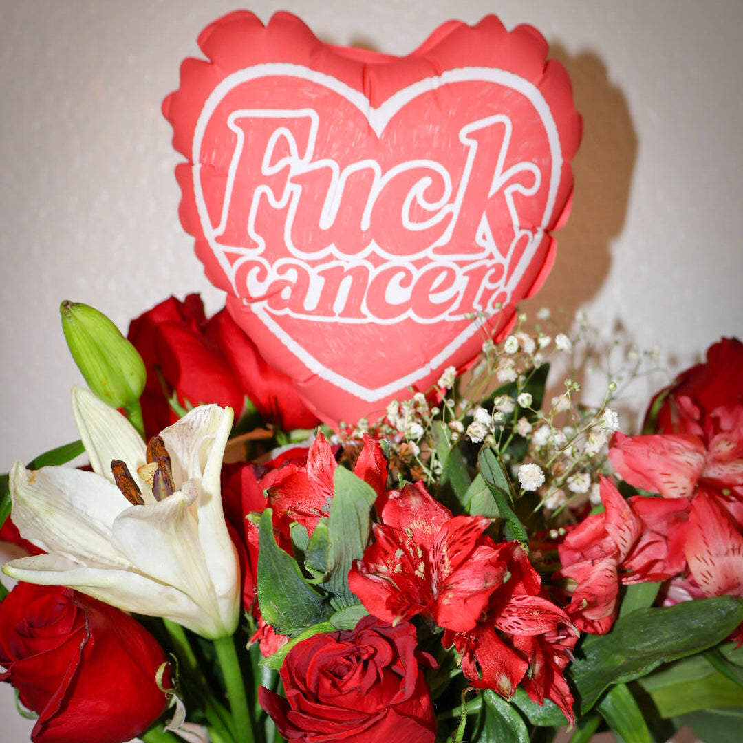 6" Heart Balloon — "F*ck Cancer" Red Awareness Balloon