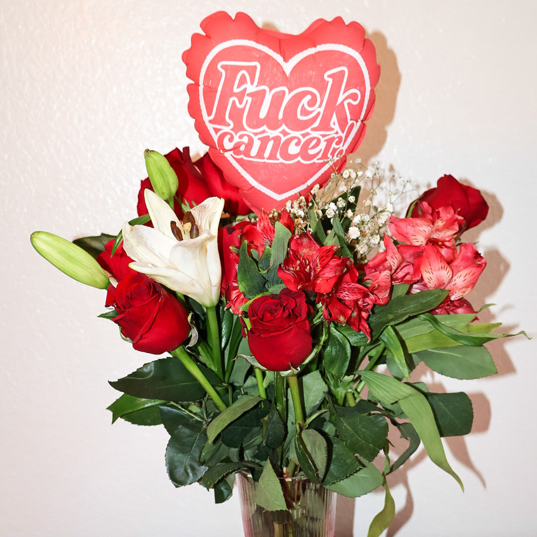 6" Heart Balloon — "F*ck Cancer" Red Awareness Balloon