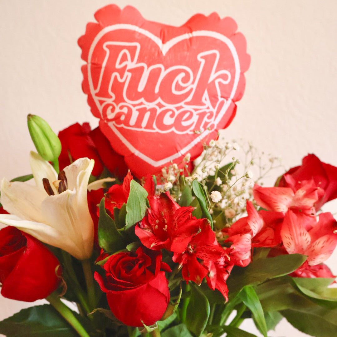 6" Heart Balloon — "F*ck Cancer" Red Awareness Balloon