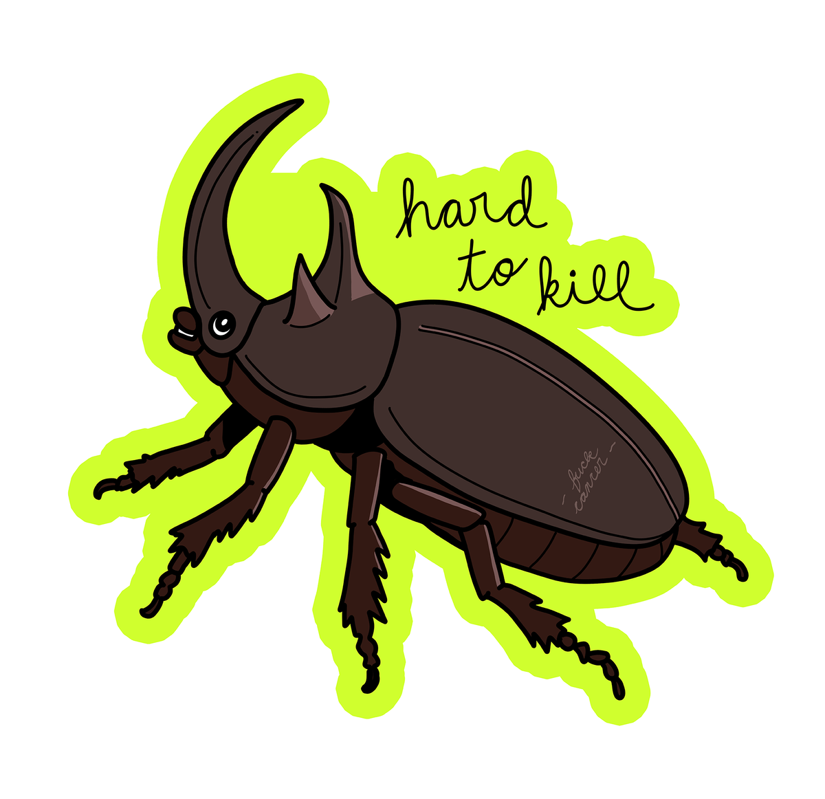 Hard to Kill Rhino Beetle Sticker