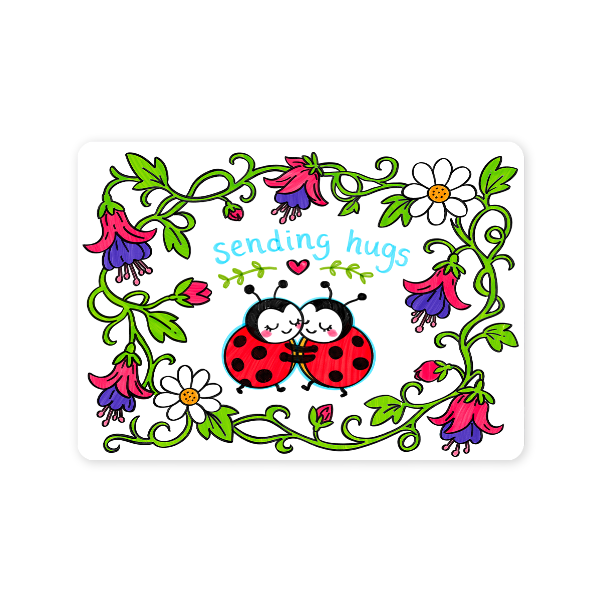 Ladybug Sending Hugs Postcard (7 x 5 in)