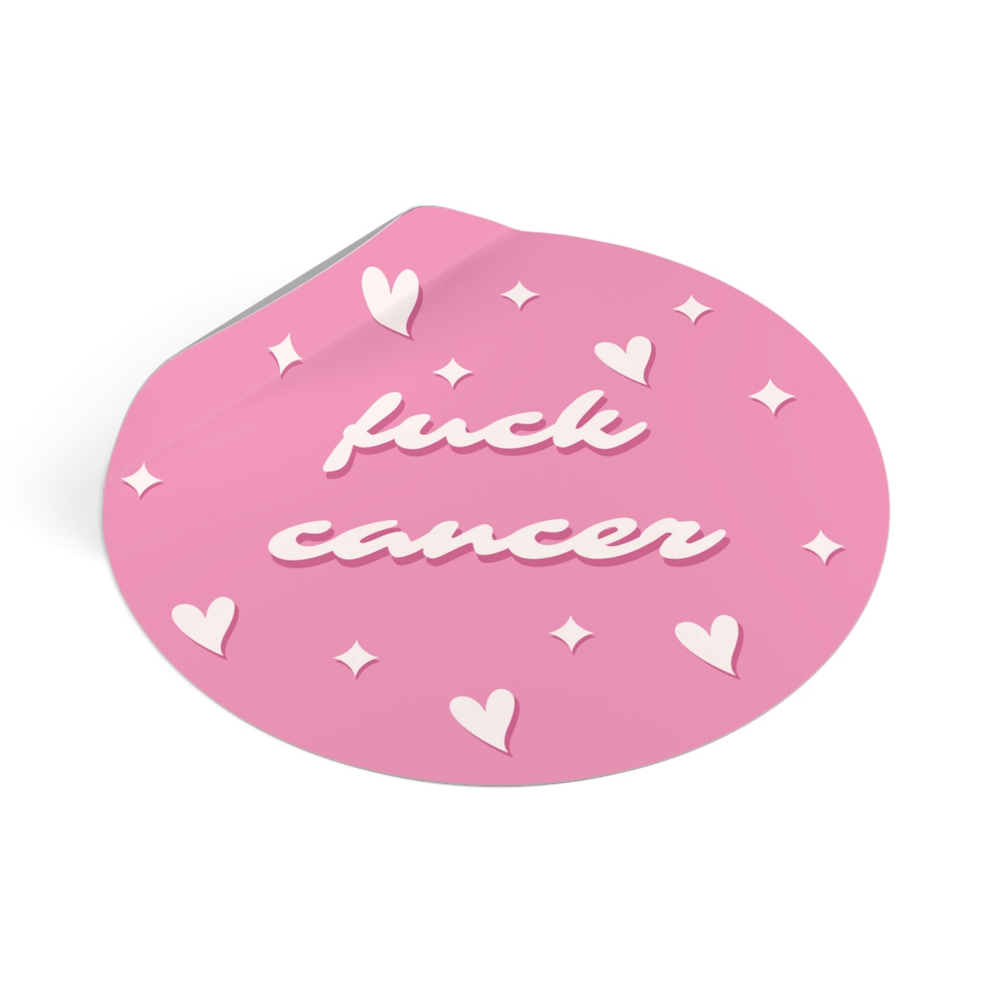 F*ck Cancer <3 Pink Round Vinyl Stickers