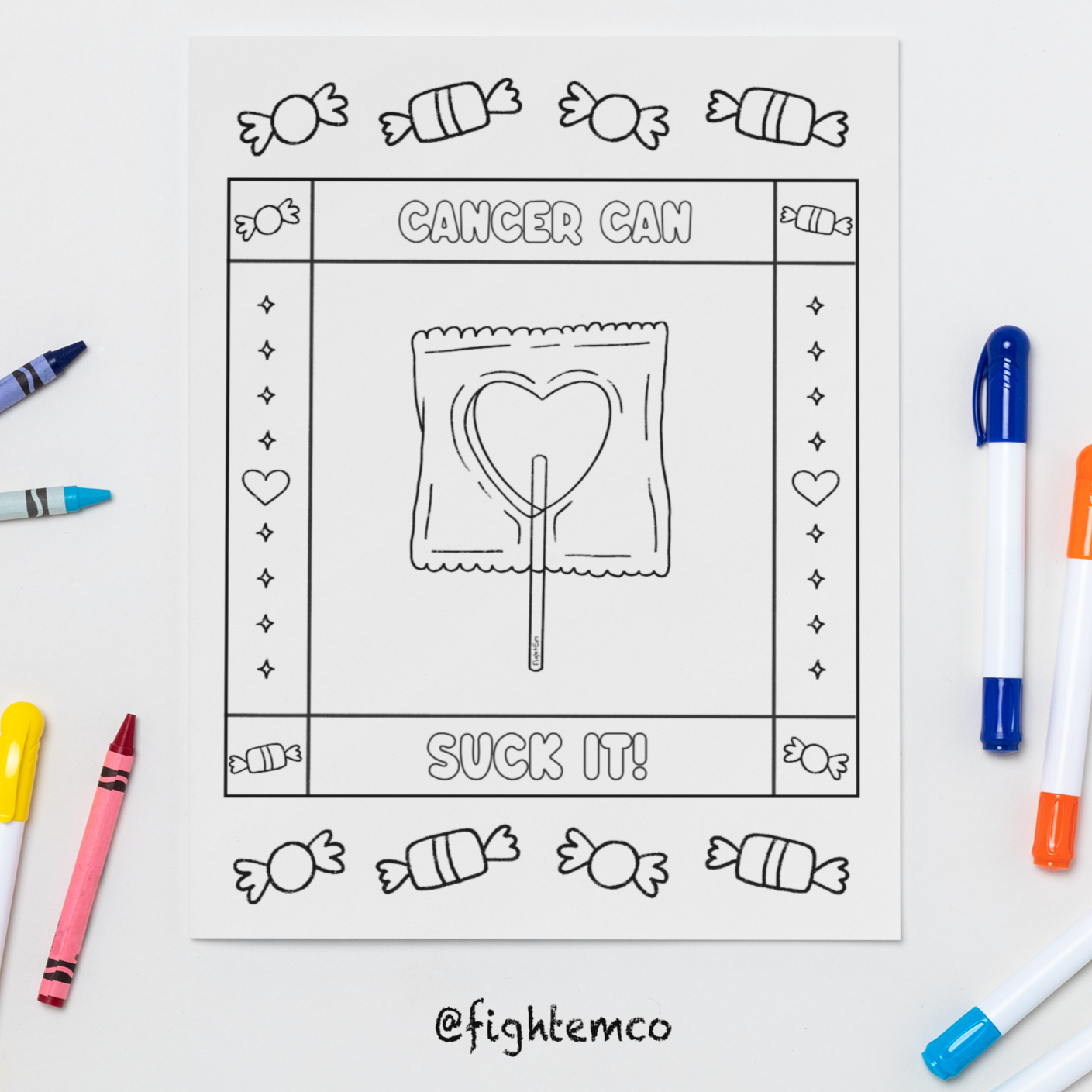 Cancer Can Suck It Coloring Page